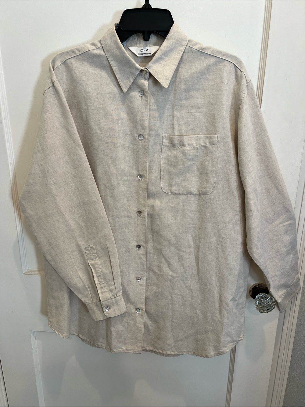 Relaxed Linen Button-Down Shirt - Light Natural